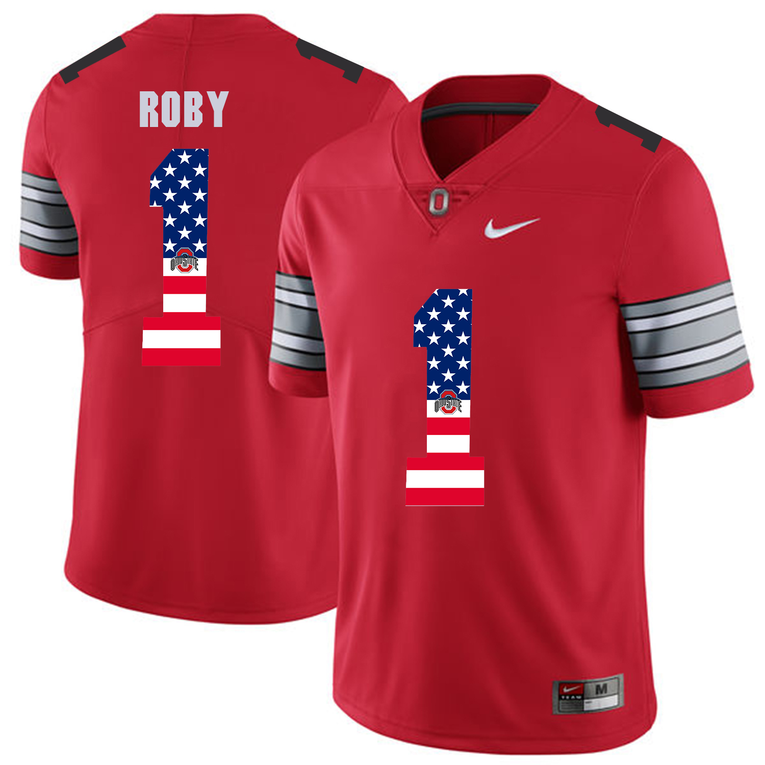 Men Ohio State 1 Roby Red Flag Customized NCAA Jerseys